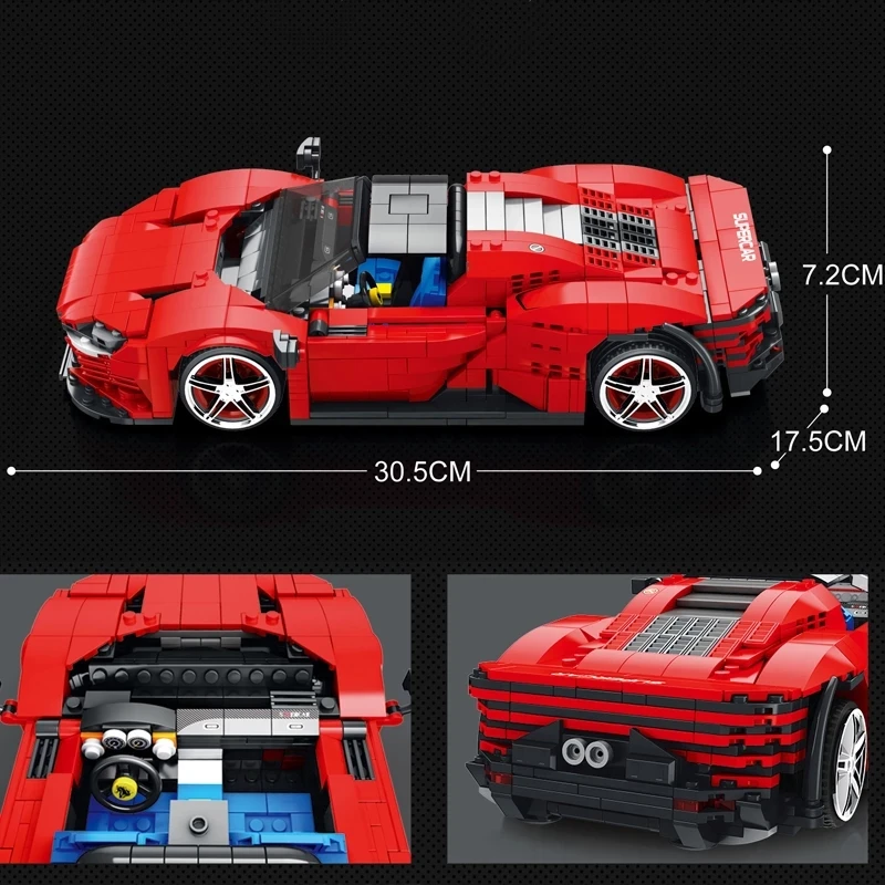 2022 Technical Car Ferra Daytona SP3 Model Building Block MOC Creative Racing Vehicle Supercar Set Bricks DIY Toys For Kids