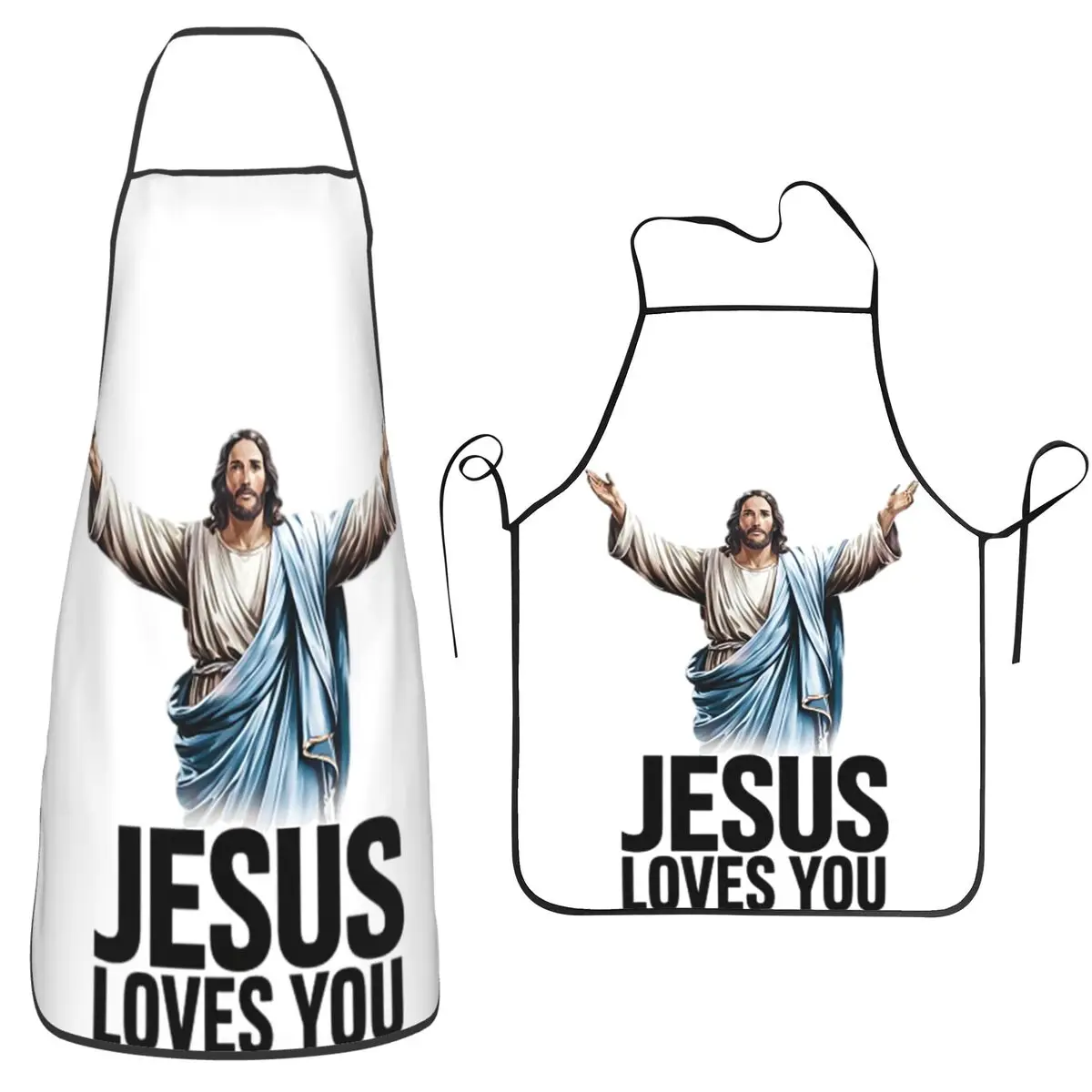 

Фартук «Иисус любит тебя», фартук для шеф-повара, приготовления пищи, выпечки, столб, водонепроницаемый нагрудник, кухонный сарафан для чистки для женщин и мужчин, живопись