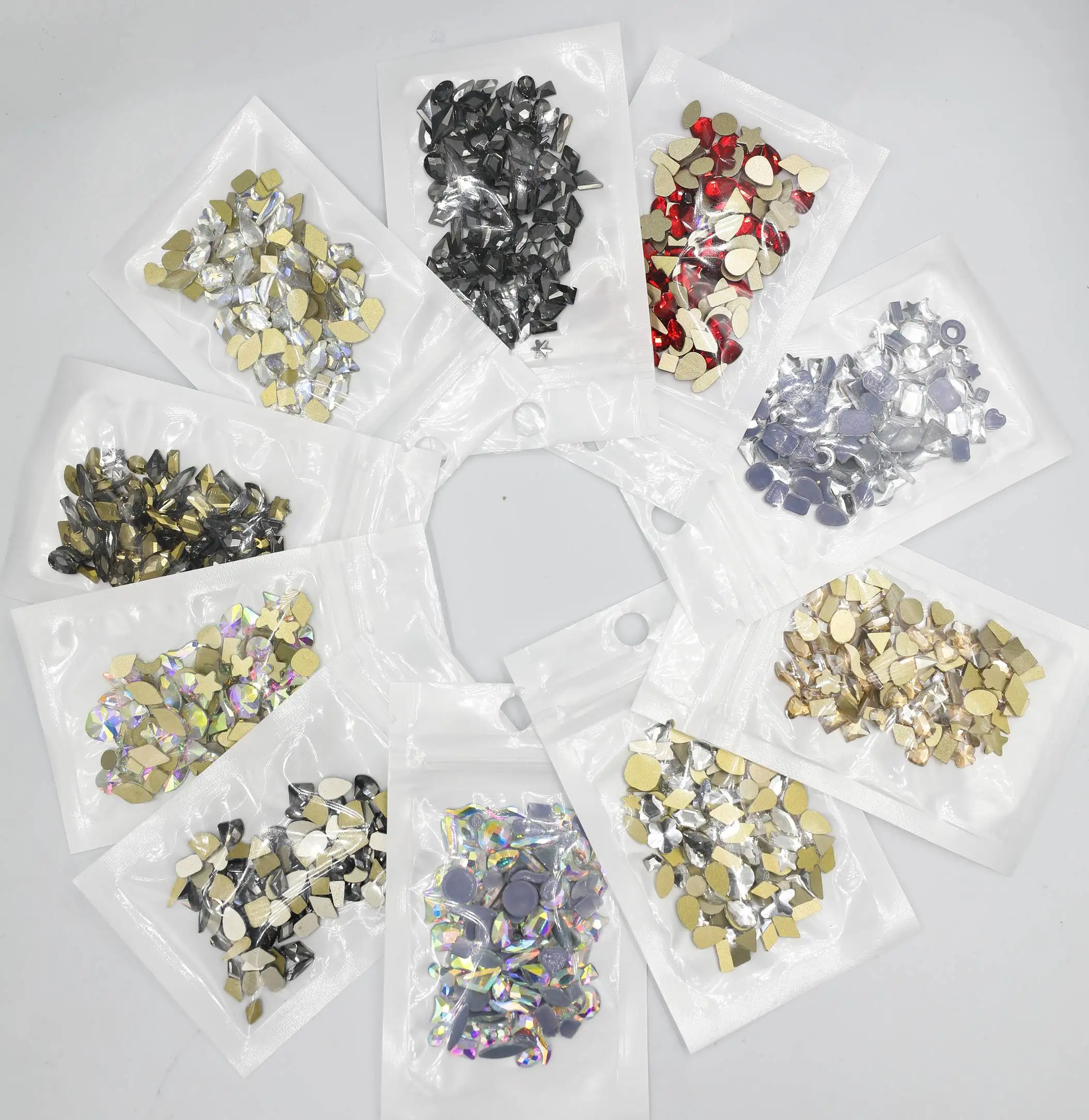 20Pcs/100Pcs shaped Glass Rhinestone Non Hot Fix Crystals AB Flatback Stones For Clothes Accessories Nail