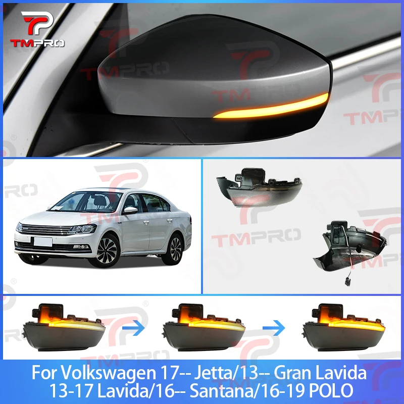 Suitable for Volkswagen Jetta Lavida Santana Lamando POLO with dynamic sequential LED turn signals for side mirrors