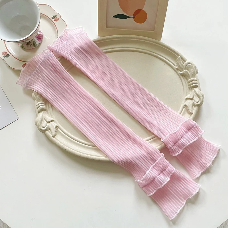 Mùa Hè Dài Fingerless Gloves Nữ Ice Silk Chống Nắng Tay Găng Tay Voan Mỏng Ren Cánh Tay Nữ Tay Lái Xe Găng Tay Xe Đạp