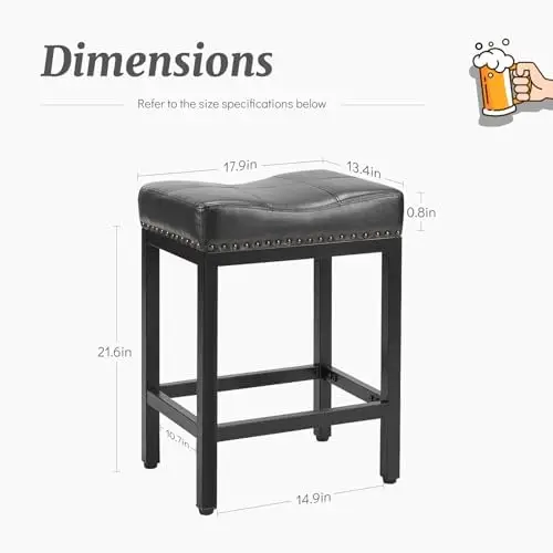 Stools Set of 2，PU Leather Barstools with Metal Base, JOMA JOMA  Stools Kitchen Island Counter,Black Banquetas de barra