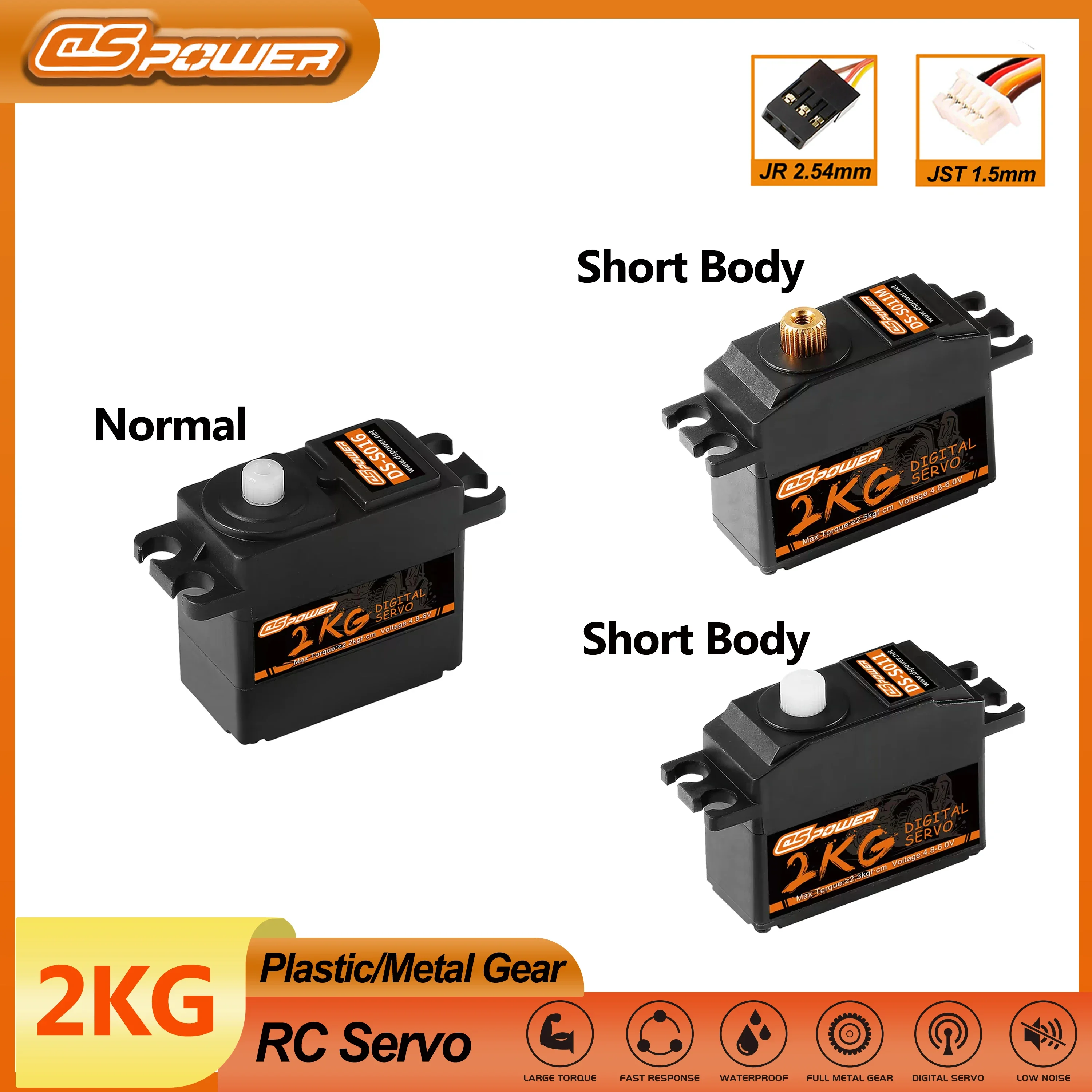 DSpower 2kg RC Micro Servo 4.2KG Waterproof Plastic/Metal Gear Servo for 1/18 1/16 Hyper Go E-Revo 144001 C24 D12 MN99S MN86