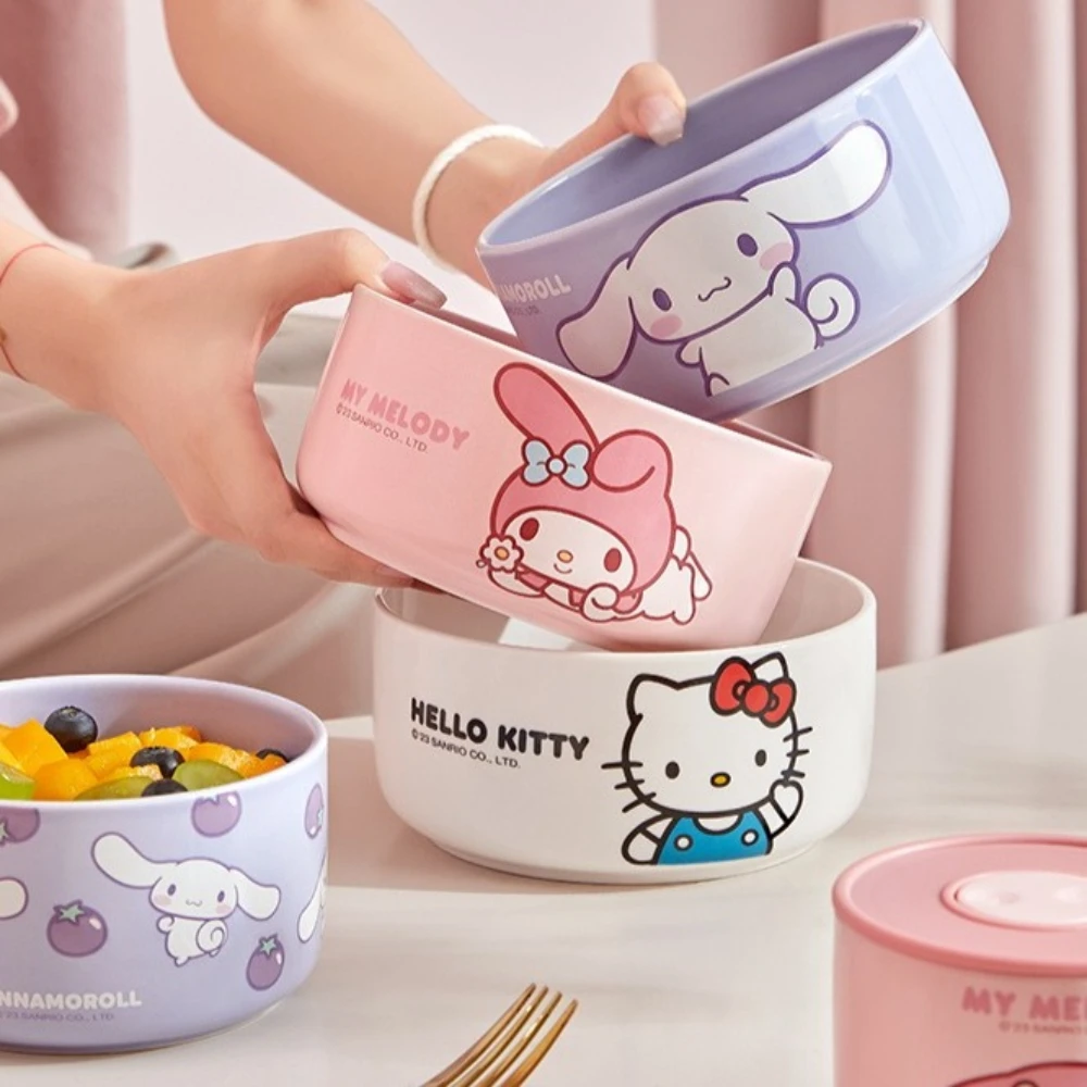 

Hello Kitty Baby Ceramic Lunch Box Sealed Food Storage Bowl for Students Workers Microwaveable Food Grade Bento Box 3 Sizes