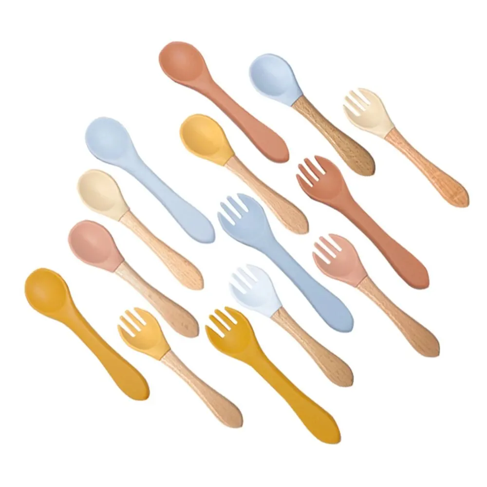 Food-grade Silicone Baby Products Baby Eating Spoon Training Water Spoon Children\'s Tableware Complementary Food Spoon Fork