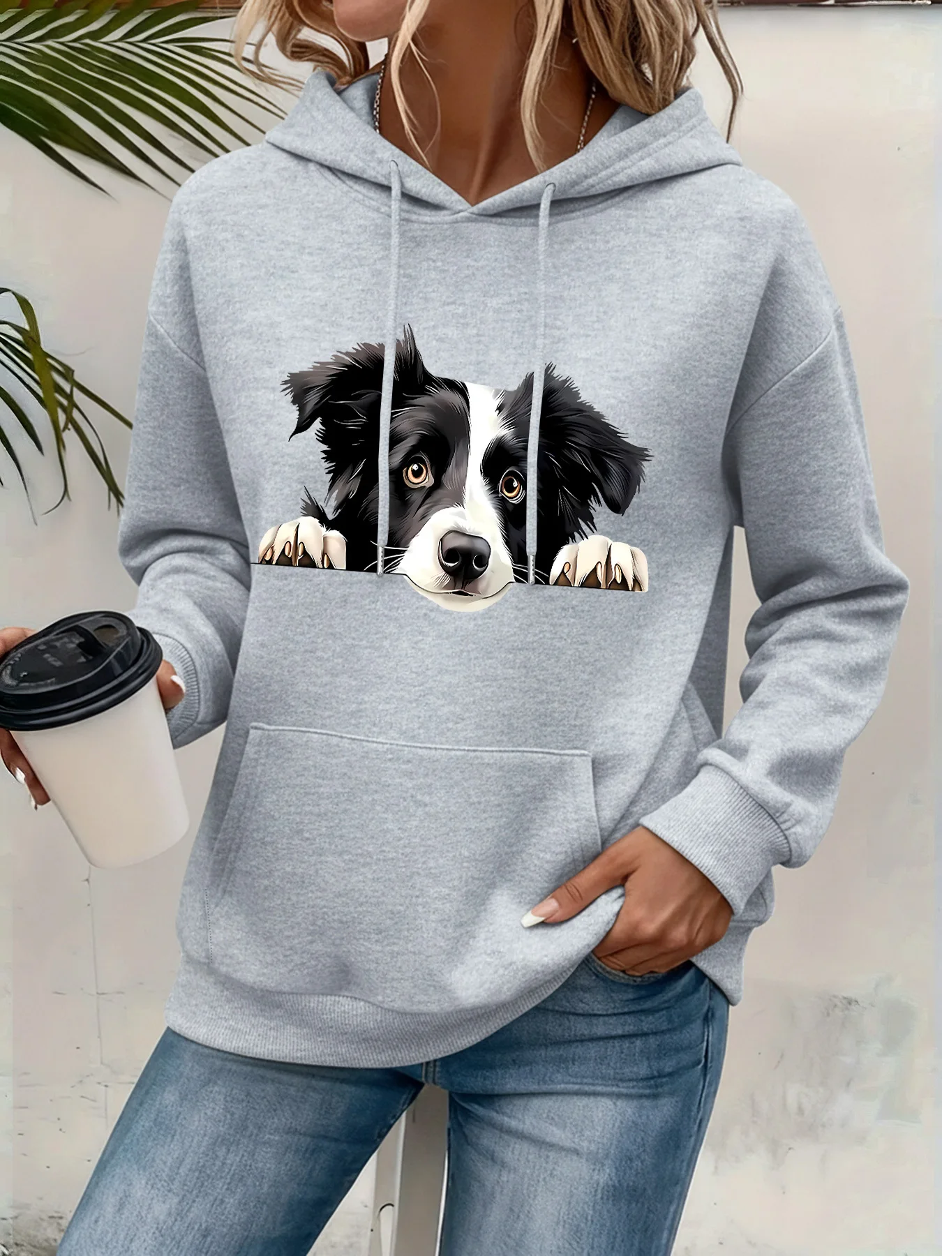 Lässiger Damen-Hoodie mit einem süßen Katzenmuster, Rundhalsausschnitt, langen Ärmeln, ideal für Herbst und Winter, um die Körpertemperatur zu regulieren, normaler Schnitt. – Detail 22