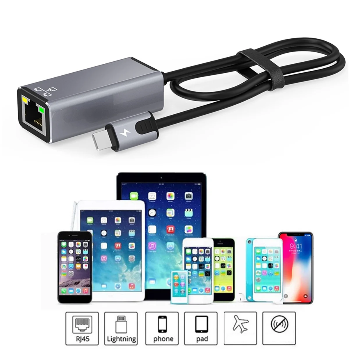 

Сетевой адаптер RJ45 для iPhone 14 13 12 11 8 7 6 5/iPad/iPod Ethernet LAN Сетевой адаптер с портом адаптера для зарядки 20 Вт F