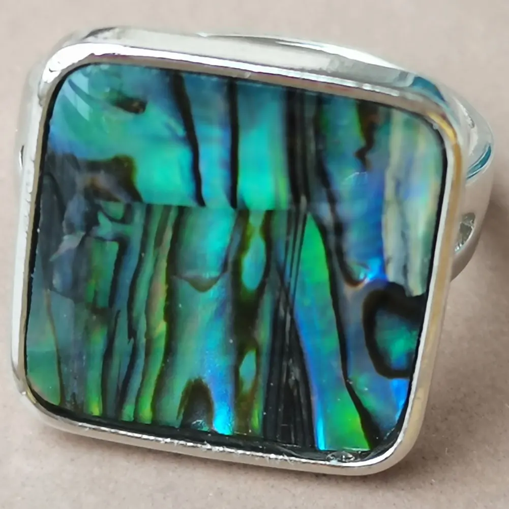 Fashion Jewelry New Zealand Abalone Shell Art bead Ring WFH937