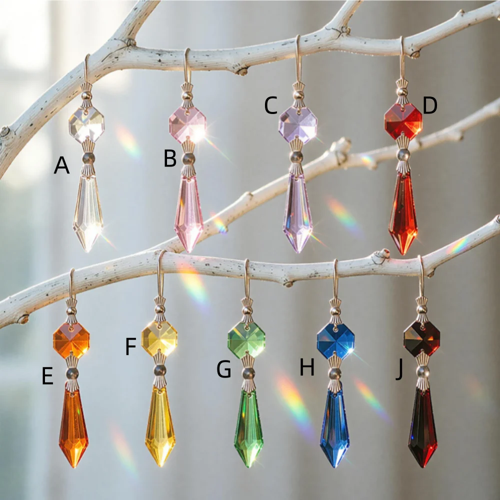 Camal 10Pcs 6 Color 14mm Crystal Octagonal Loose Beads 2 Holes Chandelier Lamp Garland Strand Parts Curtain Craft Ornamemt DIY