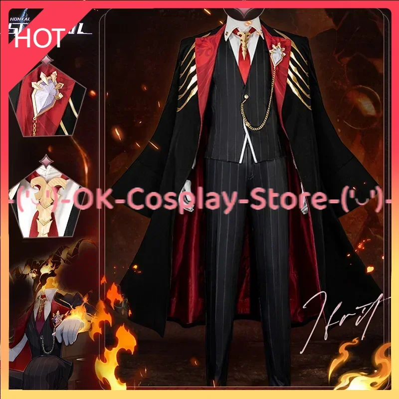 Duke Inferno Ifrit Cosplay Costume Uniform Game Honkai Star Rail Crown of the Mundane and Divine Fire Demon Suit Pants Halloween