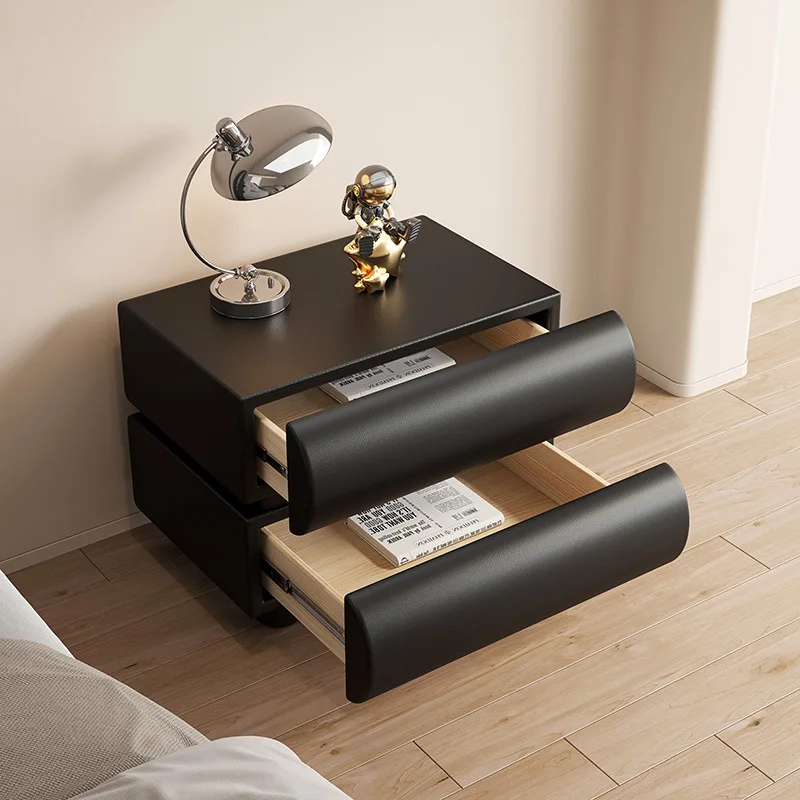 Simple modern solid wood cream wind bedside table Italian minimalist