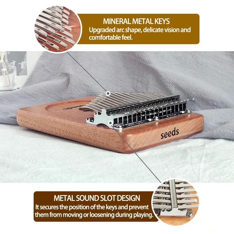 New 21 Keys Seeds Okoume Wood Kalimba Accurate Tuning 2 Layers Professional Thumb Piano Acoustic Finger Piano Total 24 Keys