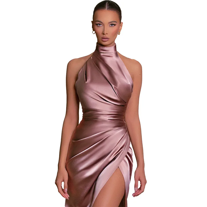 Abendkleid Damen Sexy Taille gerafftes Kleid mit hohem Schlitz Kleid Плае Ж Diego Sean Sean Naderso Diego Diego Diego Vajdos De Fiesta Para Dama Turismo