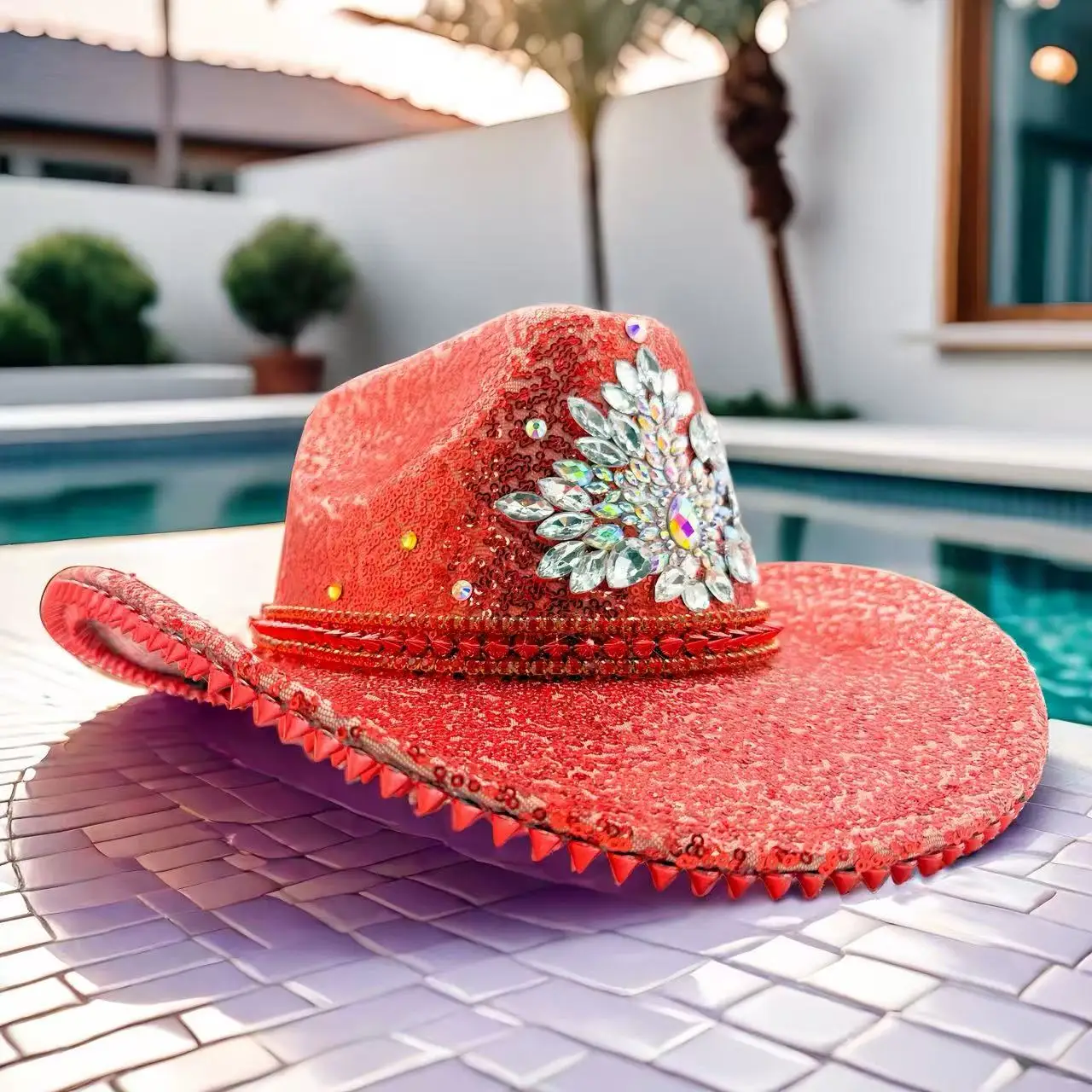 HongLuan Glitterkostuumhoed Volwassene & Cowboyhoeden Strass voor dames, Cowboy Cosplay Vrouwelijke accessoires & Cowgirl Cap