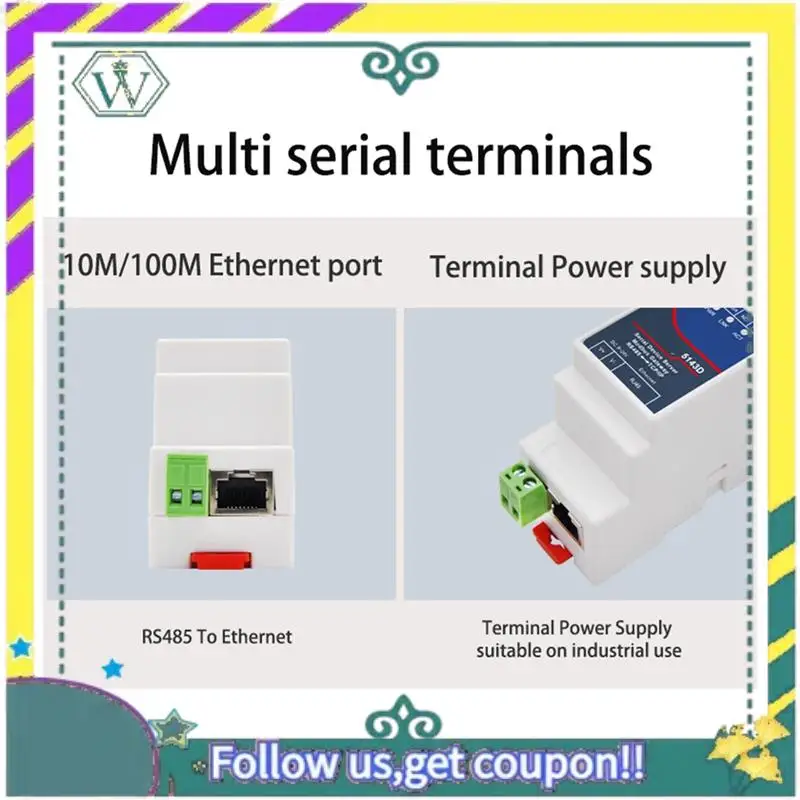 A28Q-Din-Rail ZLAN5143D Serial Device Server Modbus Gateway RS485 From To TCP/IP DC9-24V Support Full Duplex