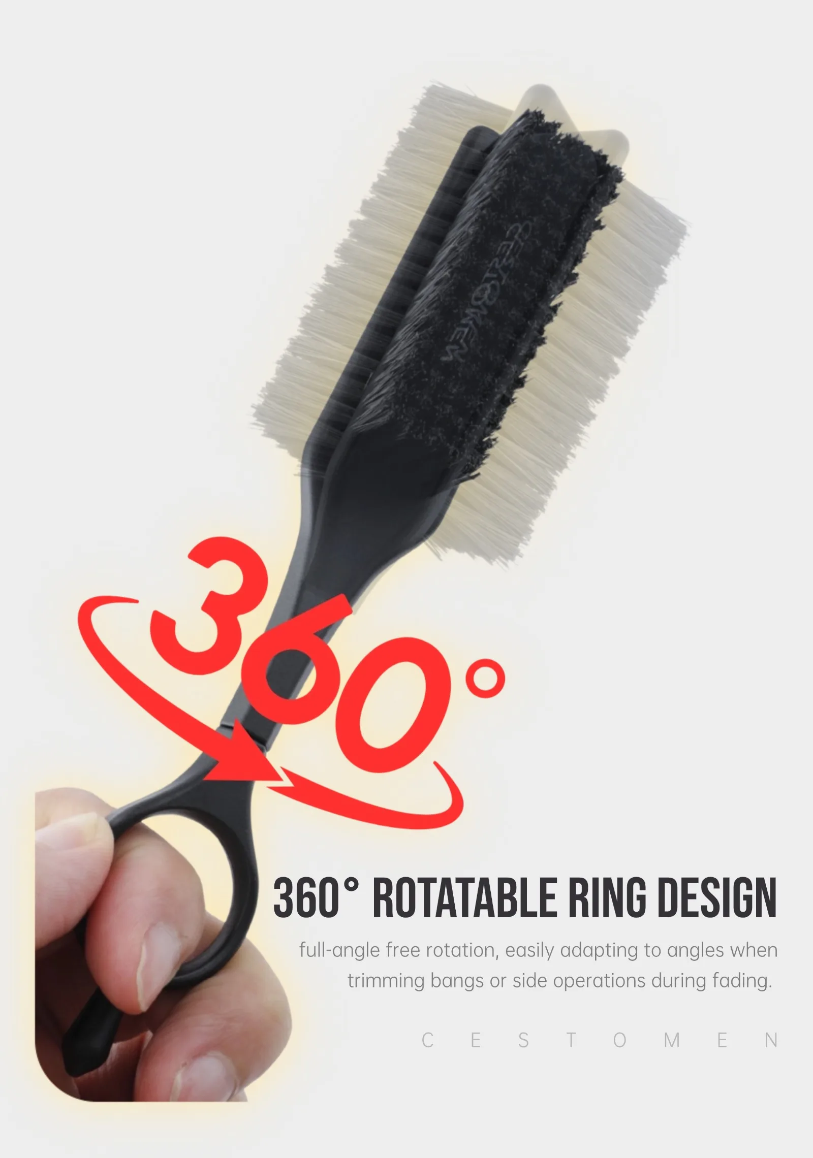 3-teiliges neues Profi-Friseurwerkzeug-Set, drehbare Doppelzahn-Haarschneidekämme, rotierende Mini-Fade-Haarbürste, antistatischer Taper-Kamm zum Stylen – Detail 21