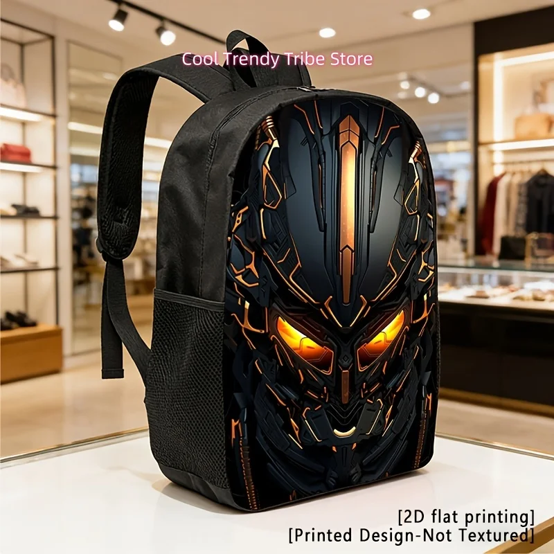 Fire Eye Mech, Lightweight, Large-Capacity Unisex Backpack with Adjustable Shoulder Straps, Side Pockets, Suitable for Casual We