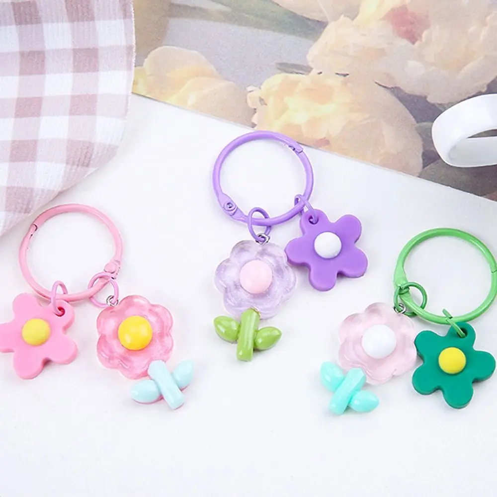 

Ins Acrylic Flower Key Chain Colorful Cute Car Pendant Key Ring Handmade Fashion Bag Pendant Accessories Backpack Decoration