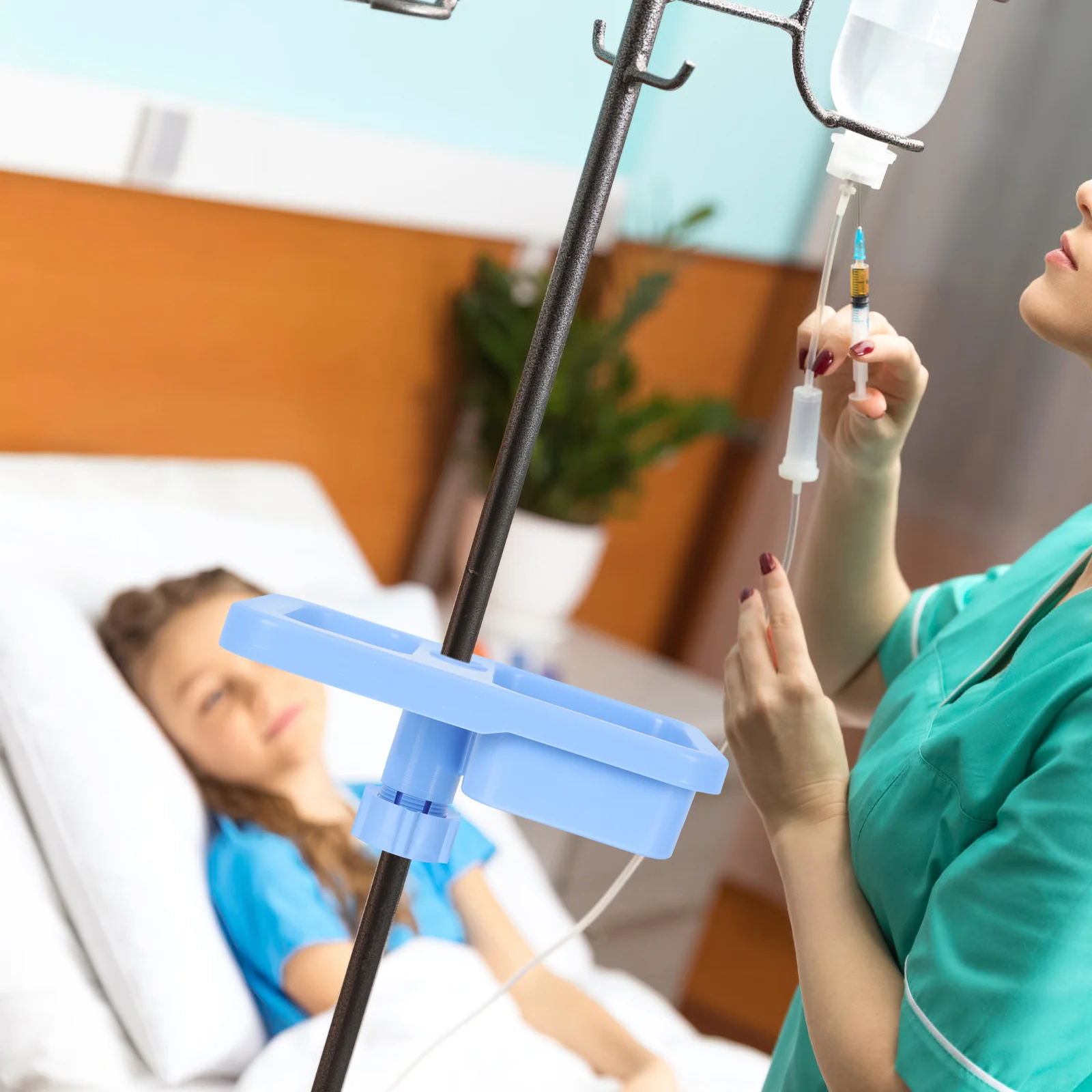 

Sturdy Infusion Stand Storage Plate Plastic Tray Removable Drip Stand Holder Hospital Use Infusion Support Supply Medical