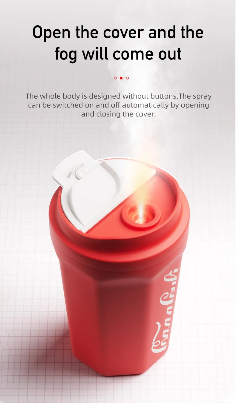 Creative Cocas Cola Cup Humidifier Home USB Charging 400ML High Capacity Car Air Humidifier