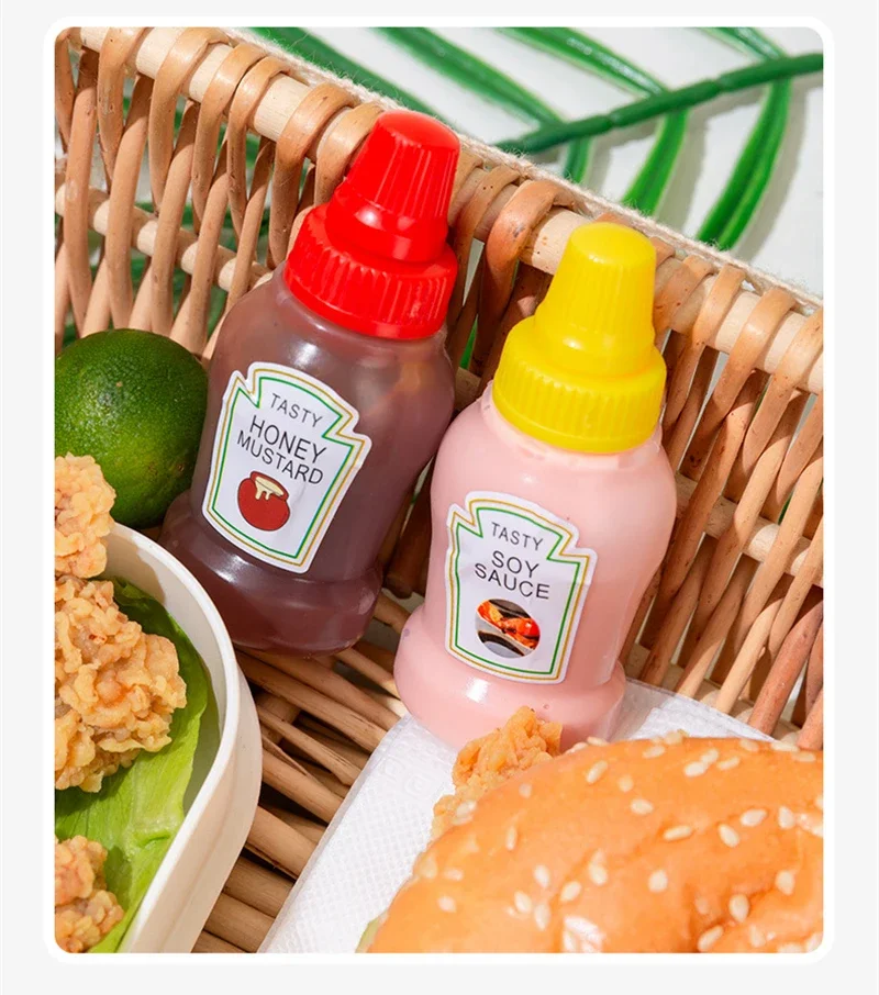 25ml Mini Sauce Bottle Refillable Ketchup Honey Tomato Salad Containers Bottles Portable Sauce Jars Storage Dressing Dispensers