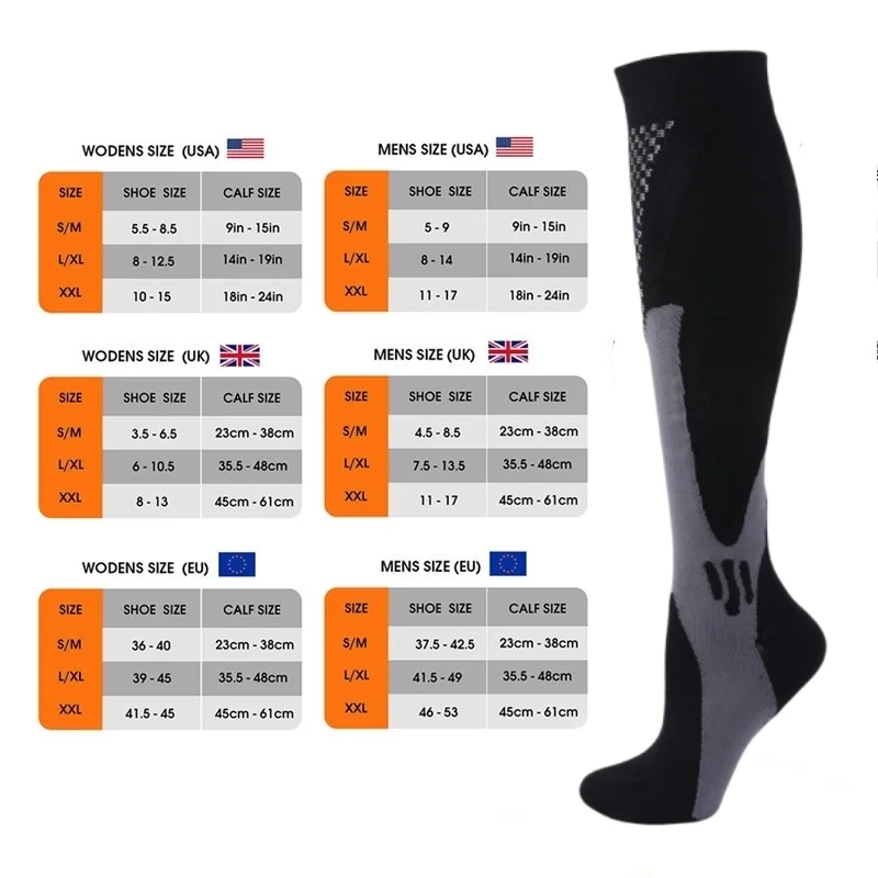 Size S-XXL 3 Pairs Pack/Socks Compression Socks Fit For Medical Edema Diabetes Varicose Veins Running Sports Socks 30 Mmhg