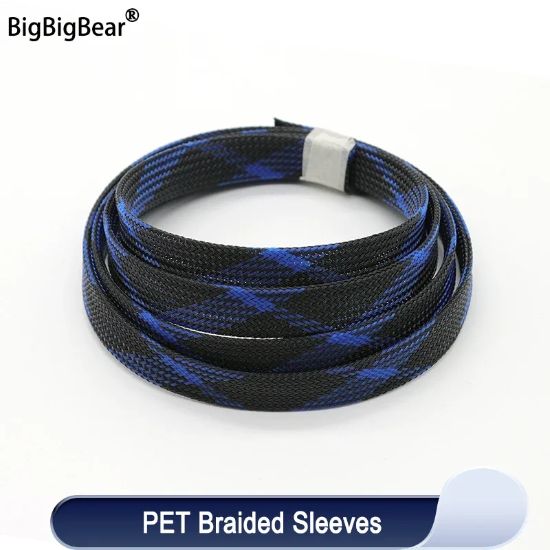 

1~50m PET Braid Sleeve Black Blue Cross 2/4/6/8/10/12/14/16/20/25/30mm High Density Insulated Snake Skin Cable Wrap Sheath