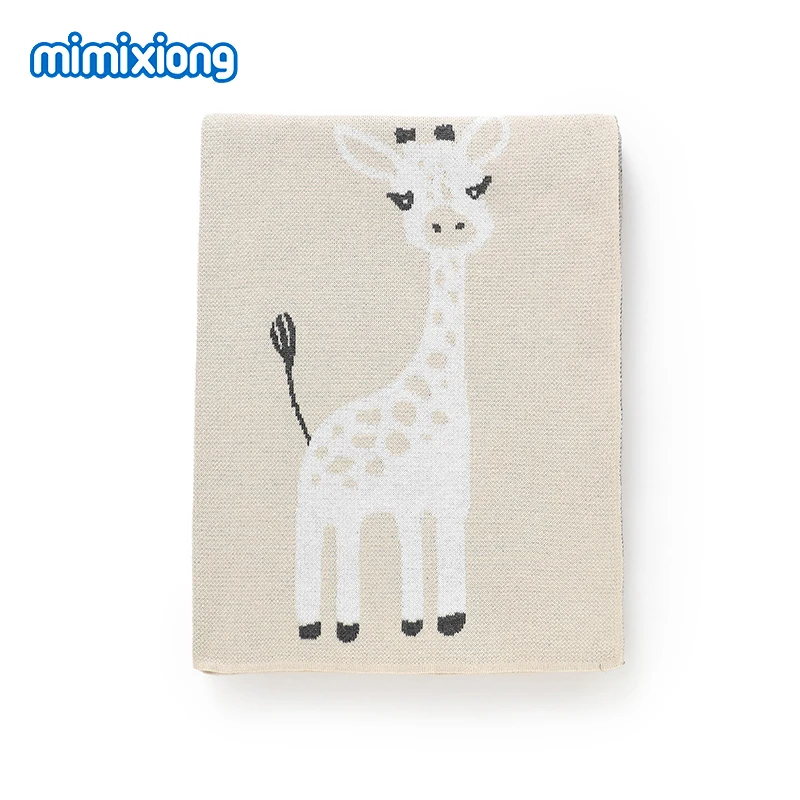 

Baby Cotton Blankets Knit 100*80cm Dual-Use Cartoon Deer Newborn Crib Nap Bedding Sheets Breathable Toddler Boy Girl Throw Quilt
