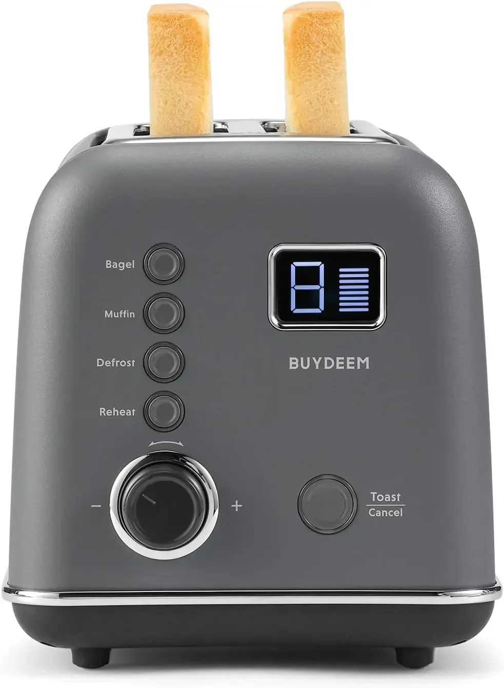 DT730 Motorisierter Toaster, 2-Scheiben-Smart-Digital-Toaster ohne Hebel mit LCD-Countdown-Timer, 9-Farbeneinstellungen für Toast, Bagels, W