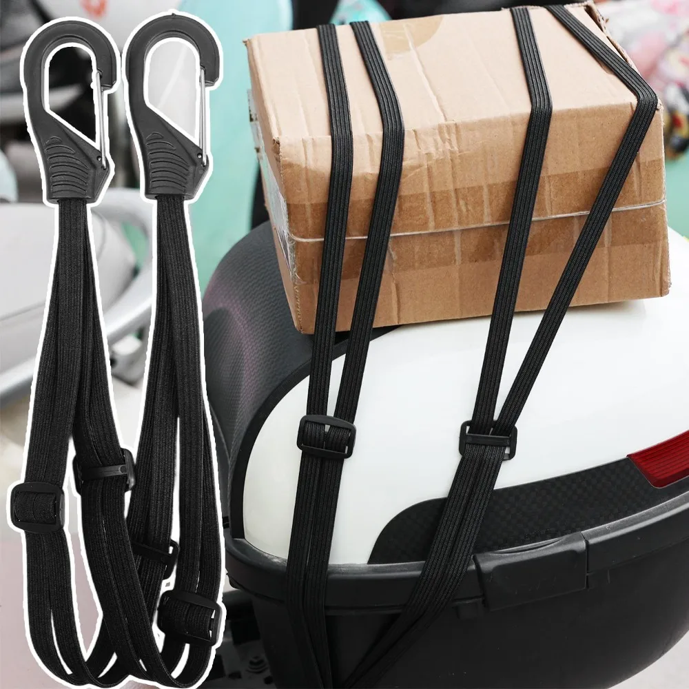 60/90cm Motorcycle Luggage Strap Universal Elastic Suitcase with Safety Hook-Versatile Helmet Mesh Gear Transport Durable Sleek