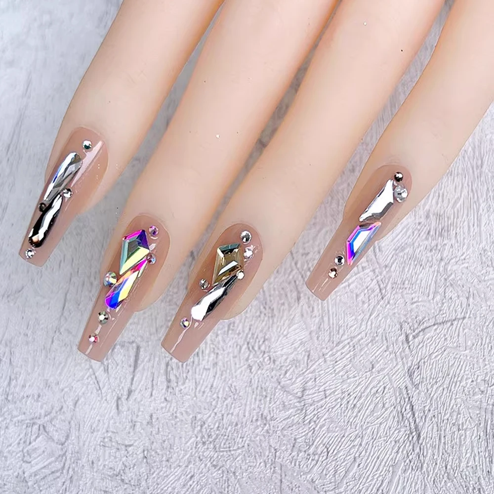 1Bag/150pcs Mixed Irregular Nail Rhinestone Art Charms 3D Gold/Aurora Moonlight Flatback Gems Jewelry For DIY Manicure HomeSalon