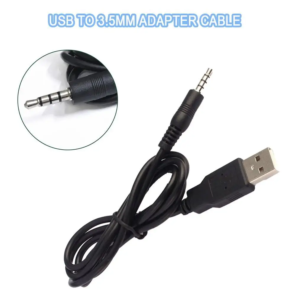 USB to 3.5mm Audio Cable 1M AUX Jack Adapter for Headphone Speaker Charging, Mini Round Port Compact Design