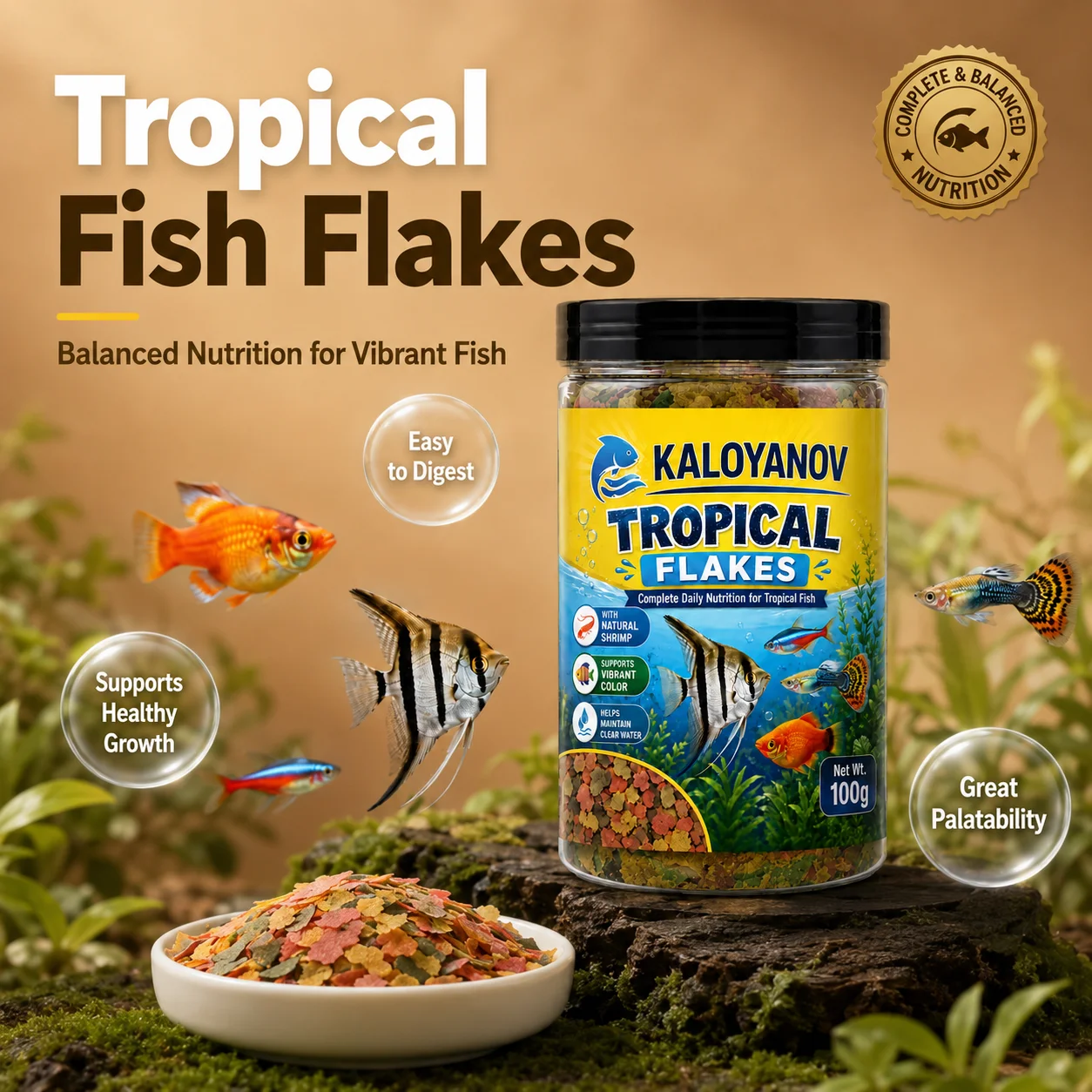 KALOYANOV 100g Tropical Fish F - Tetra Fish In Aquarium recension och pris