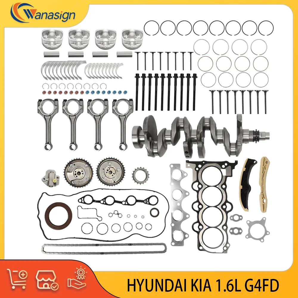 

STD Engine Overhaul Rebuild Kit Crankshaft Rods Timing Set For Hyundai KIA 1.6L 1.6 L GAS DOHC G4FD 2009-2024