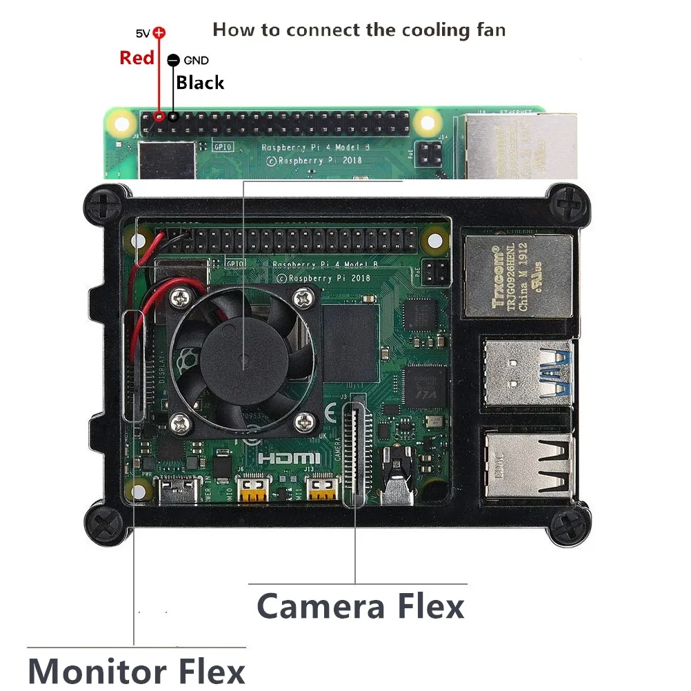 9 طبقات لراسبيري بي حافظة أكريليك غطاء صندوق شفاف + مراوح تبريد DC5V لراسبيري بي 4B موديل B