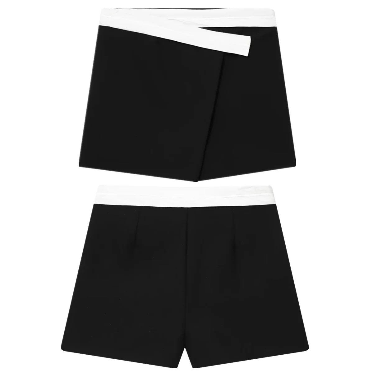 Dave&Di Autumn And Winter Women's French Fashion Color-blocked Black And White Culottes Mini Skirt Shorts Women