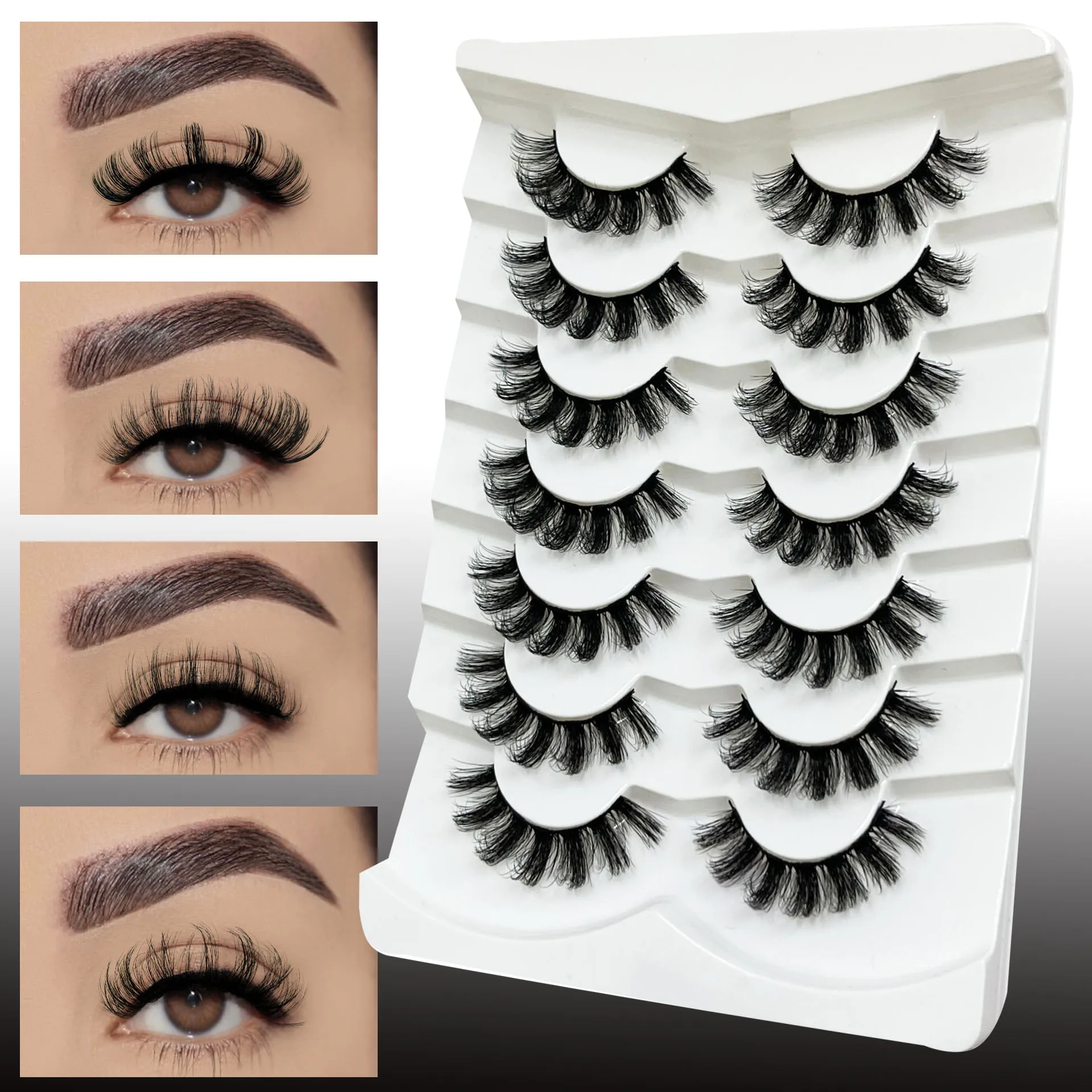 7 Pairs Eyelashes Faux Mink Fluffy Fake Lashes Natural False Lashes Russian Volume Natural False Eyelashes Long Faux Makeup