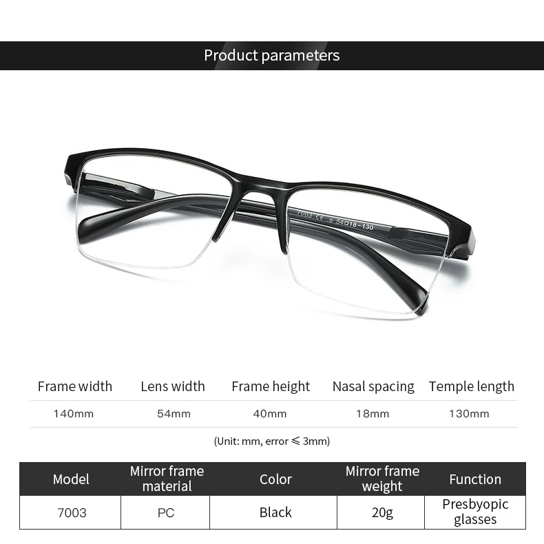 Half Frame Ultralight Reading Glasses Women Men Unisex Presbyopia Eyeglasses With Diopter +1.0 1.25 1.5 1.75 2.0 2.5 2.25 To 4.0