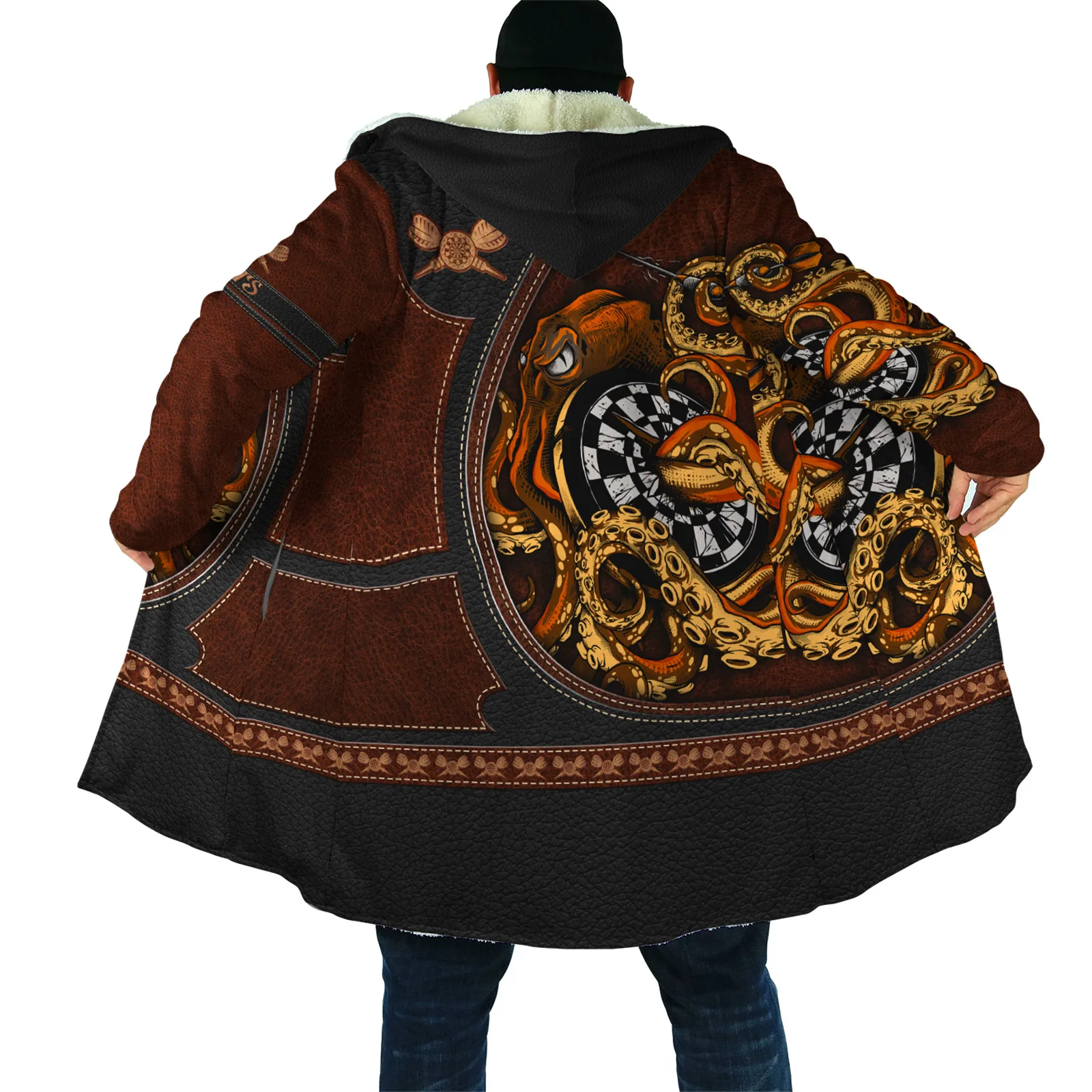 HX Winter Cape DIY Name Bier Muster Tattoo Spiel 3D Drucken Mit Kapuze Mantel für Männer Winddicht Fleece Cape Mit Kapuze Decke Dropshipping