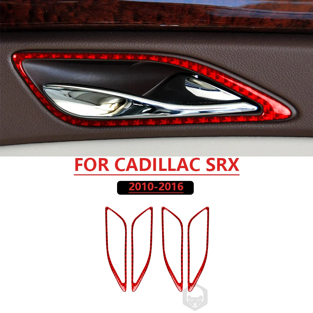 For CADILLAC SRX 2010-2012 Car Inner Door Handle Panel Frame Real Soft Carbon Fiber Car Interior Accessories Decoration Sticker