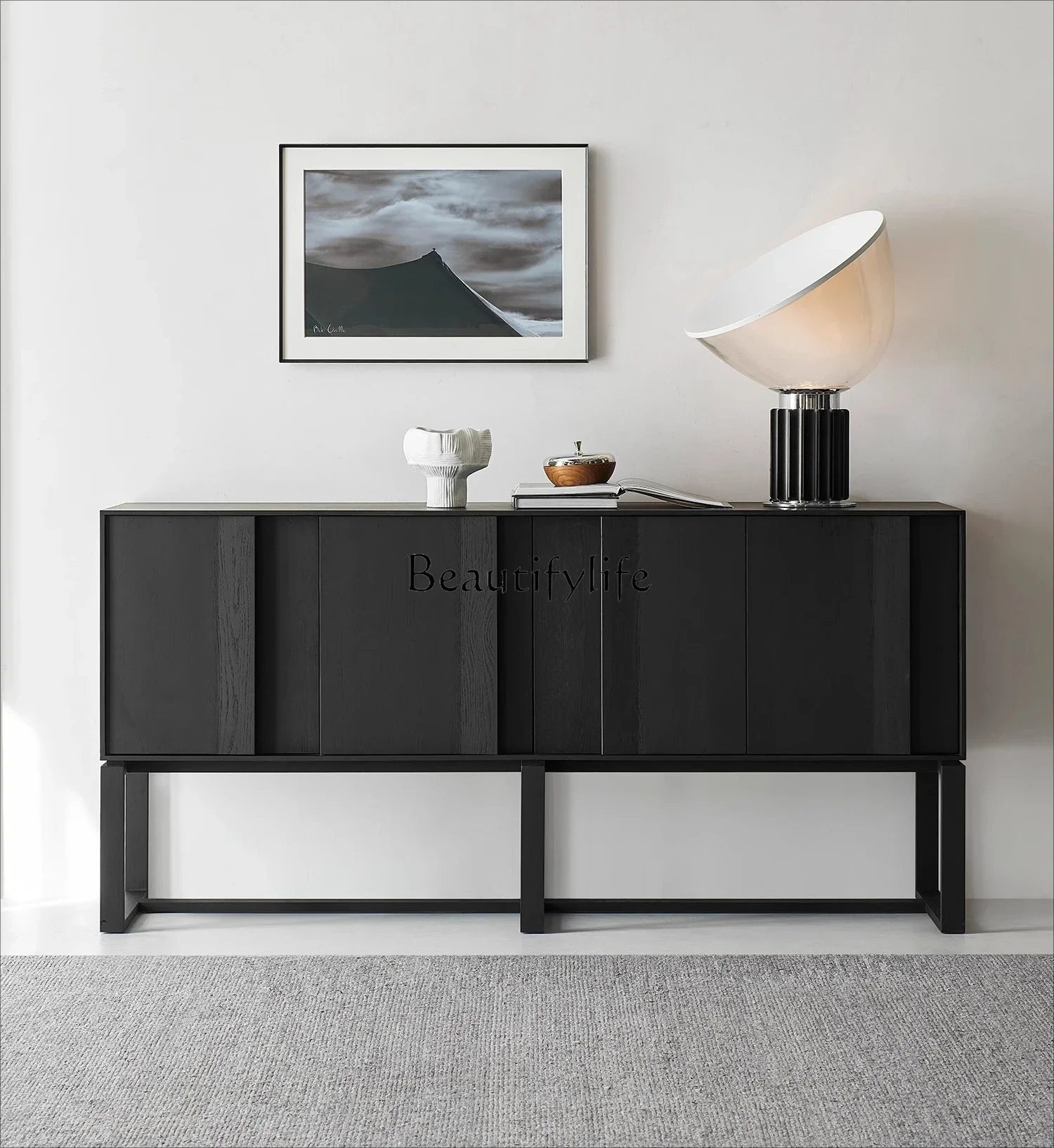 

ls 42Origami black North American imported oak solid wood dining side modern simple locker