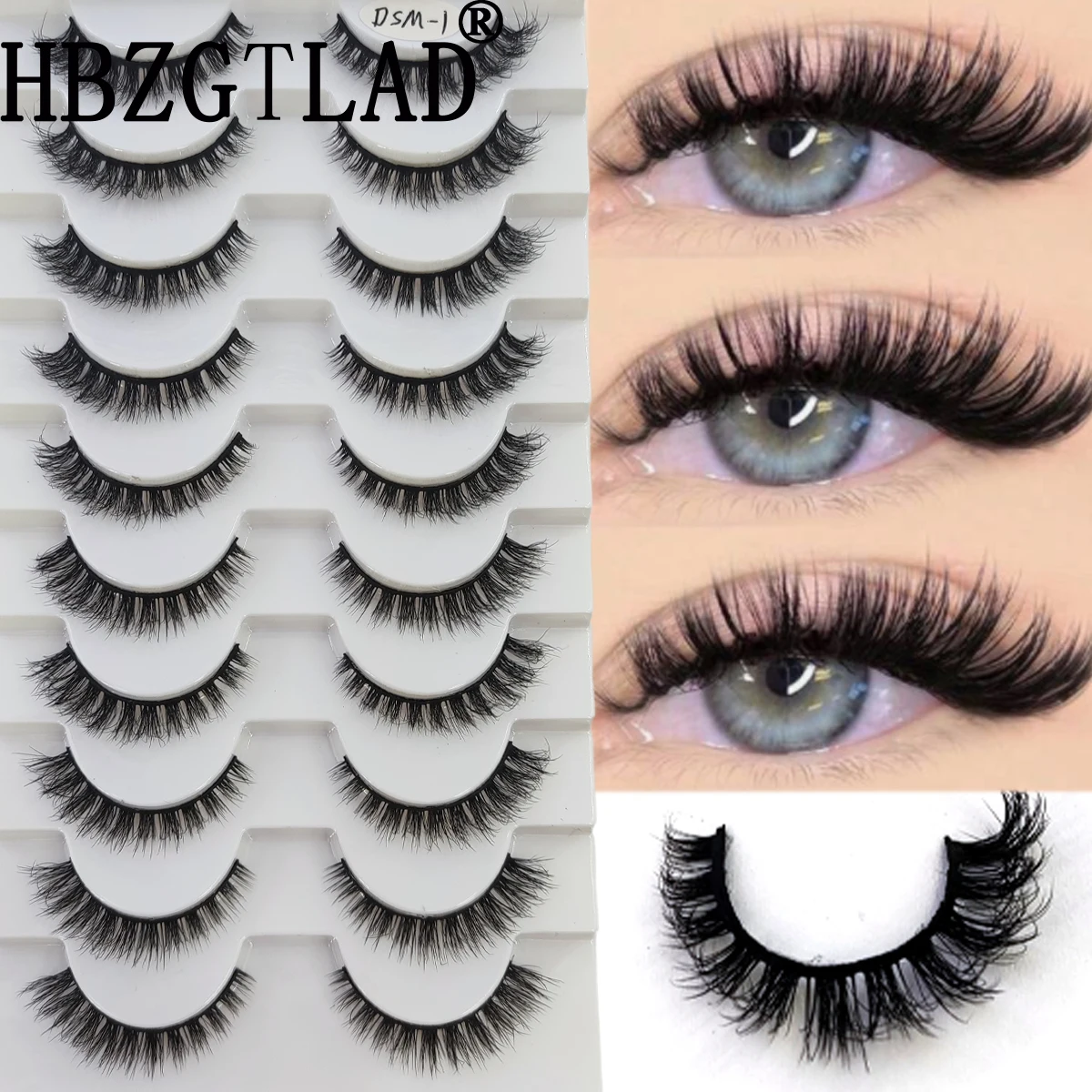 5/10 Double Eyelash Makeup Soft and Fluffy 3D Artificial Mink False Eyelash Thick Hand Rolled Mink Natural False Eyelash