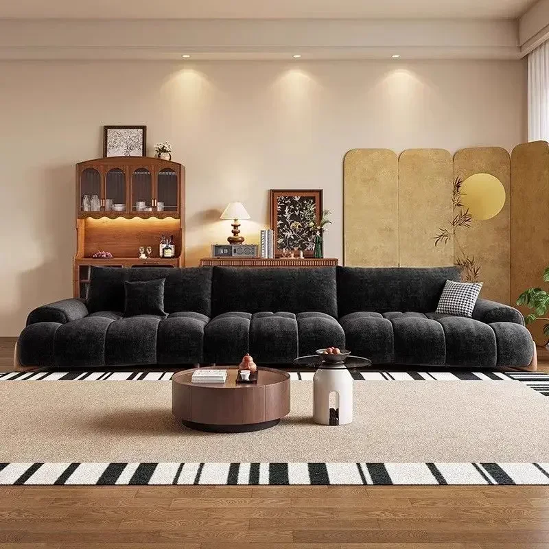 Galatia Italian minimalist chenille flannel sofa living room size apartment retro curved large sitting deep sofa
