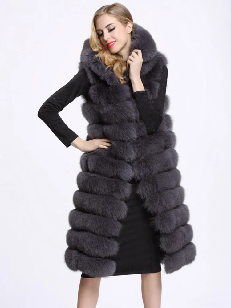 ZADORIN New Luxury Thick Warm Long Faux Fur Vest Sleeveless Winter Jacket Women Furry Hooded Faux Fur Coats veste longue femme