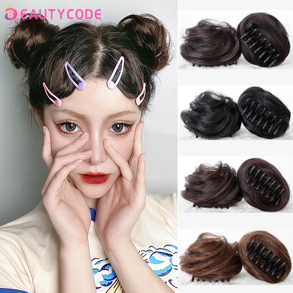 BEAUTYCODE-Coque De Cabelo Sintético Clip-On para Mulheres e Crianças, Bagunçado Chignon Extensão, Scrunchie Hairpiece, Elástico