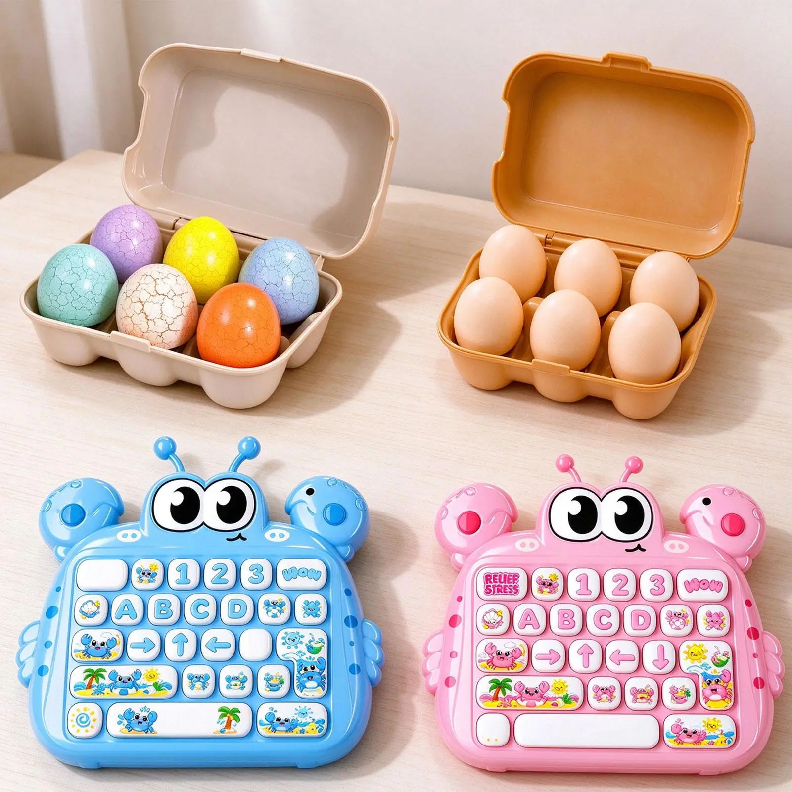 Kids Keyboard Clicker Dinosaur Egg Stress Ball Fidget Toys Small Pinch Toy For Kids Teens Adults Students Travelers Home Office