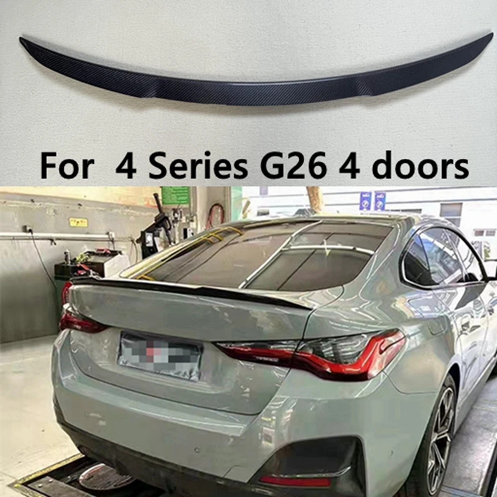 

For BMW 4 Series G26 4 doors 2020-2022 Car Boot Lid Lip Rear Trunk Spoiler Wings Real Carbon Fiber Forged carbon