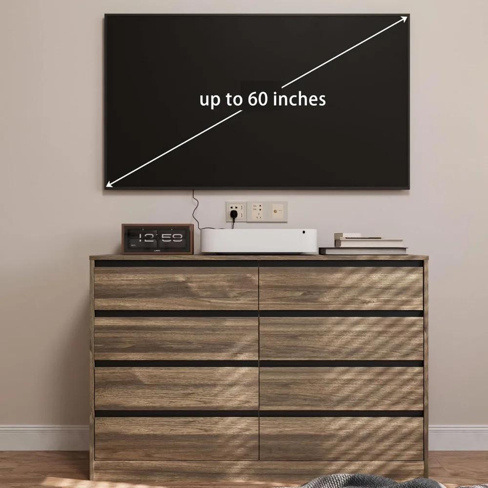 Commode en bois pour chambre à coucher, commode de proximité, 8 commodes MELDouble