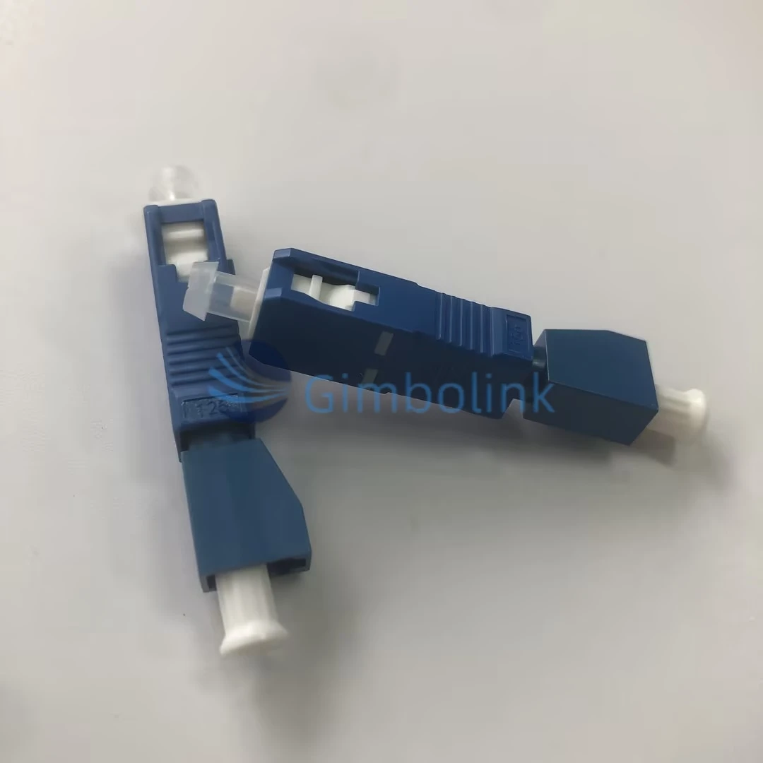 Conector de fibra óptica gimbo sc upc macho para lc upc fêmea adaptador híbrido componentes de acoplador de adaptador de fibra óptica de plástico