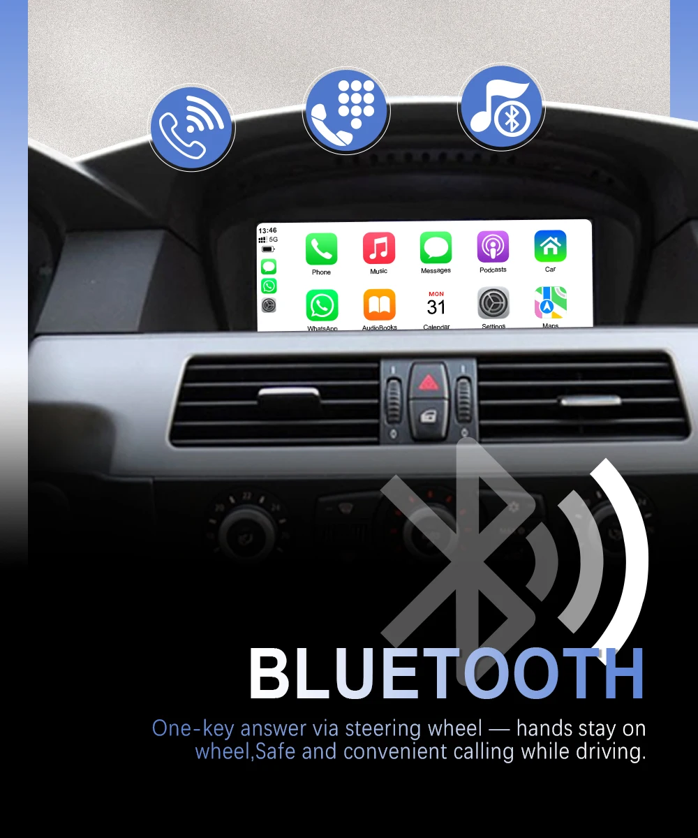 CarPlay Multimedia 8,8' Touchscreen für BMW 3/5er Serie E60 E61 E62 E90 E91 E92 2004-2008 CCC-System Zentralsteuerung Bildschirm DVD-Radio-Player Android Auto Airplay DSP Bluetooth Linux-System – Detail 7